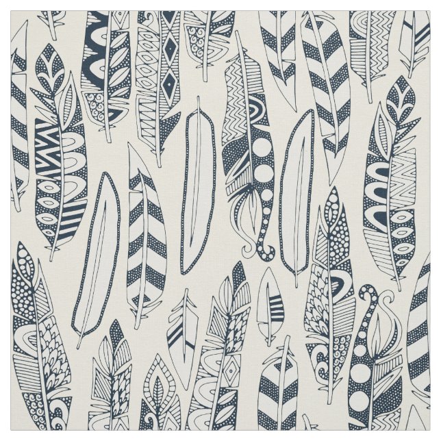 joyful feathers cream fabric (Swatch)