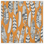 joyful feathers orange fabric
