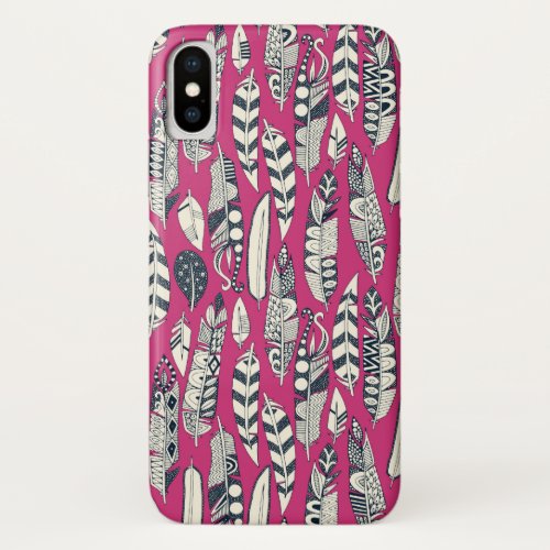 joyful feathers pink iPhone XS case