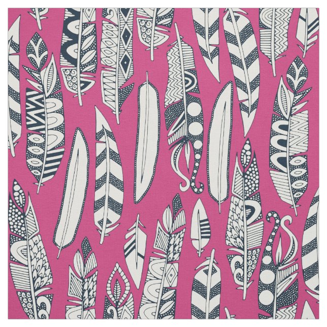 joyful feathers pink fabric (Swatch)