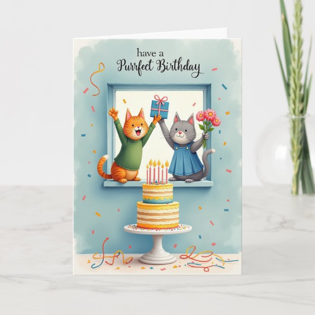 Joyful Feline Friends Card (Front)