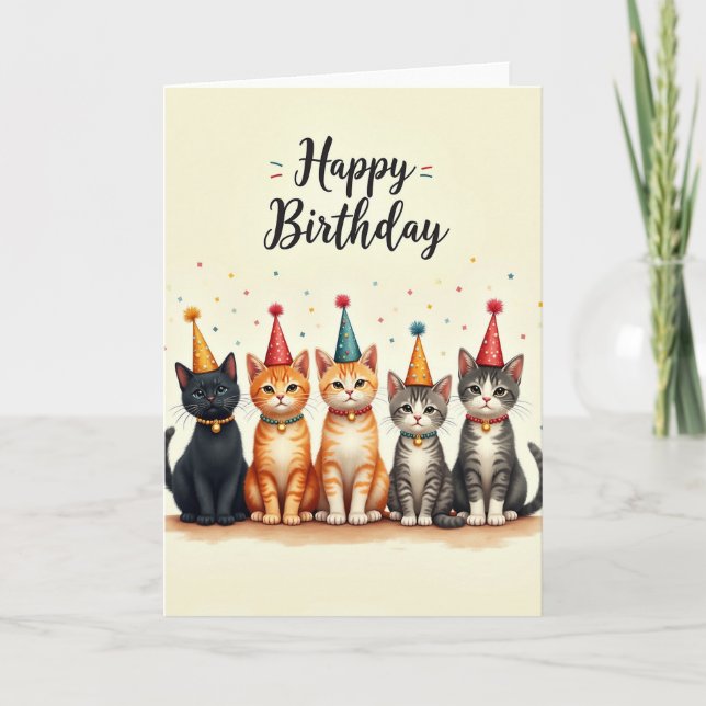 Joyful Felines Birthday Card (Front)