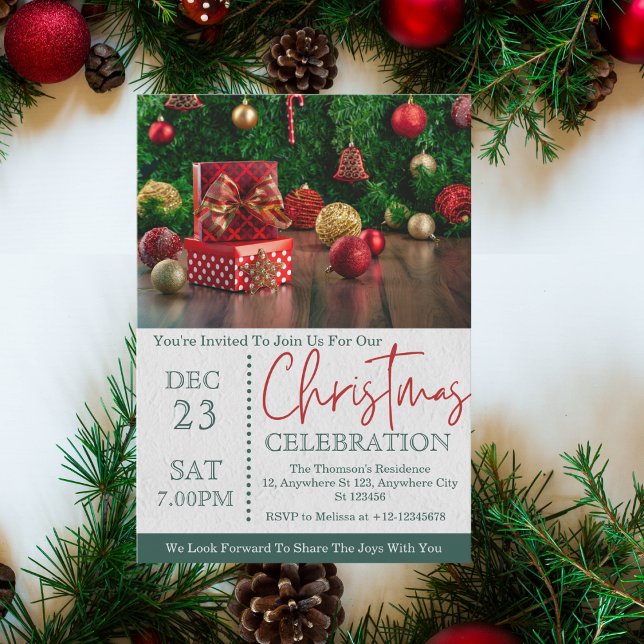 Joyful Festive Christmas Celebration Holiday Invitation (Creator Uploaded)