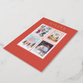 Joyful Festive Christmas Scenes Postage Stamps Foil Holiday Card (Rotated)