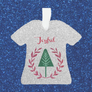 Joyful Festive Christmas Tree and Wreath T-Shirt Ornament