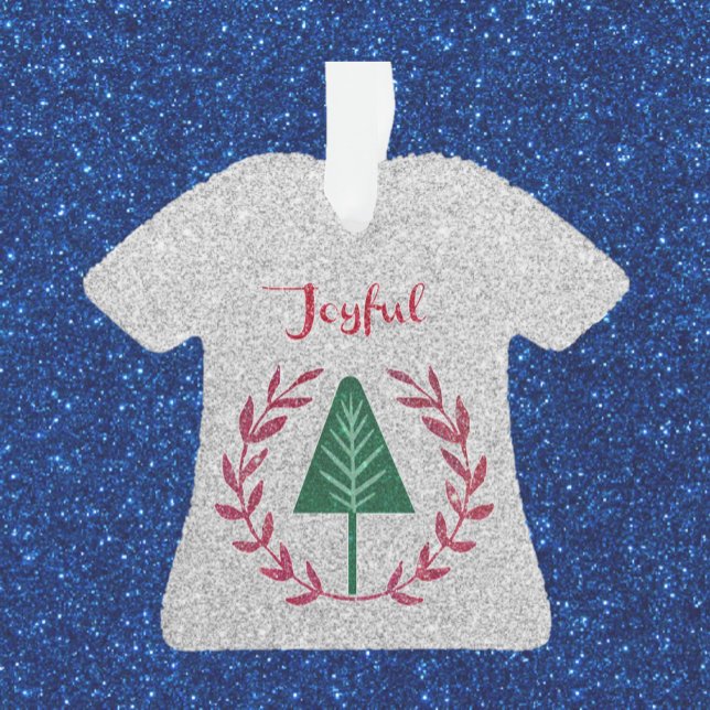 Joyful Festive Christmas Tree and Wreath T-Shirt Ornament (Creator Uploaded)