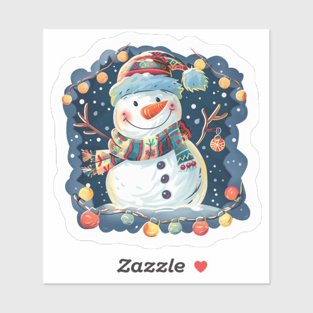 Joyful Festive Snowman Celebrating Christmas Sticker (Sheet)