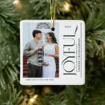 Joyful First Christmas Pregnant Photo Couple Ceramic Ornament<br><div class="desc">Celebrate the magic of expecting your little one with this joyful First Christmas Pregnant photo couple ceramic ornament. Designed to showcase your favorite picture, it beautifully captures the love and excitement of your growing family. Perfect for pregnancy announcements, gifting to loved ones, or decorating your tree, this keepsake adds a...</div>