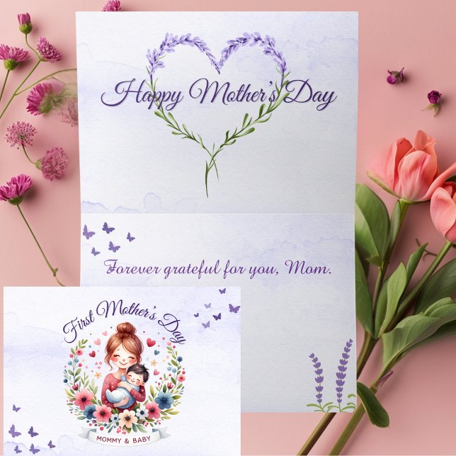 Joyful First Mother's Day Card with Mommy and Baby (Creator Uploaded)