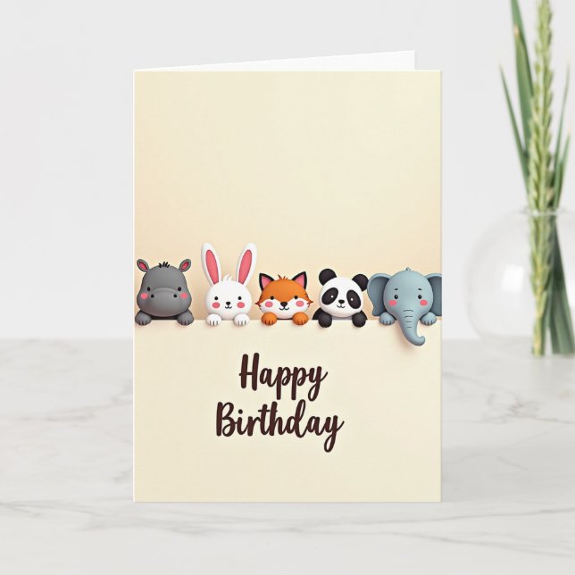 Joyful Five Animals Card (Front)