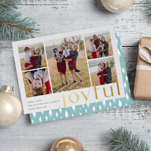 Joyful Five Photo Foil Holiday Card