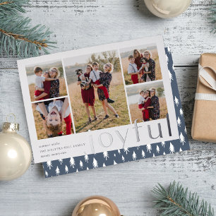 Joyful Five Photo Silver Foil Holiday Card