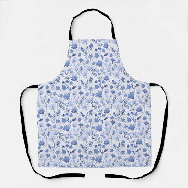 Joyful Flora Apron - Indigo (Front)