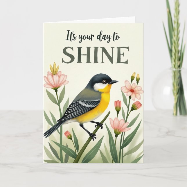 Joyful Floral Bird Card (Front)