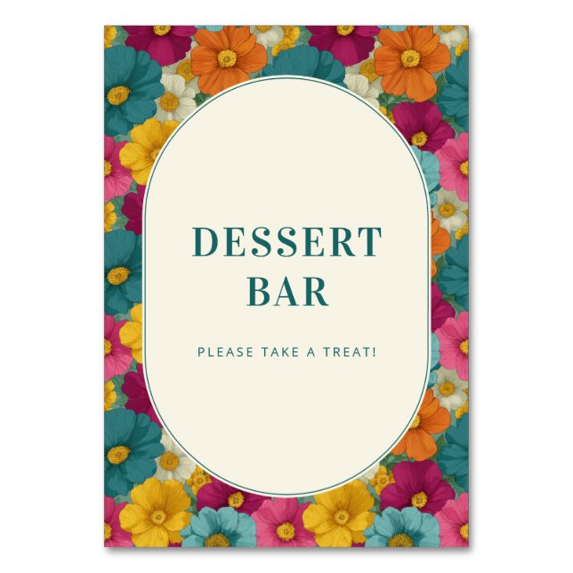Joyful Floral Dessert Bar Sign Table Number (Front)