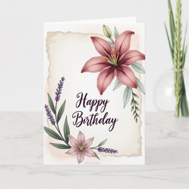 Joyful Floral Frame Birthday Card (Front)