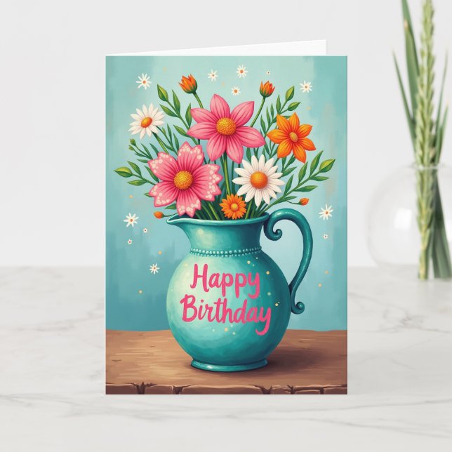 Joyful Floral Pitcher Card (Front)