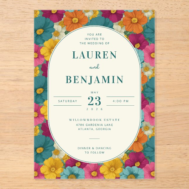 Joyful Floral Wedding Invitation (Front)