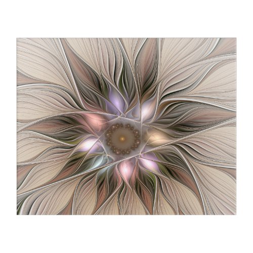 Joyful Flower Abstract Beige Brown Floral Fractal Acrylic Print