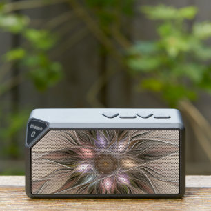 Joyful Flower Abstract Beige Brown Floral Fractal Bluetooth Speaker