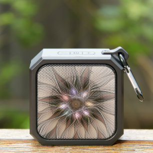 Joyful Flower Abstract Beige Brown Floral Fractal Bluetooth Speaker