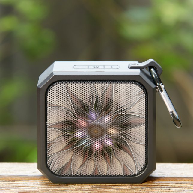 Joyful Flower Abstract Beige Brown Floral Fractal Bluetooth Speaker (Insitu(Outdoor))
