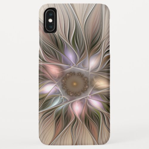 Joyful Flower Abstract Beige Brown Floral Fractal iPhone XS Max Case