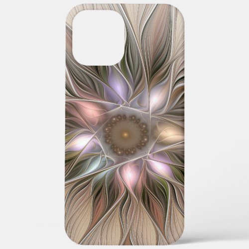 Joyful Flower Abstract Beige Brown Floral Fractal iPhone 12 Pro Max Case