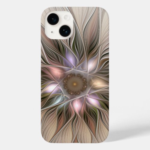 Joyful Flower Abstract Beige Brown Floral Fractal Case_Mate iPhone 14 Case
