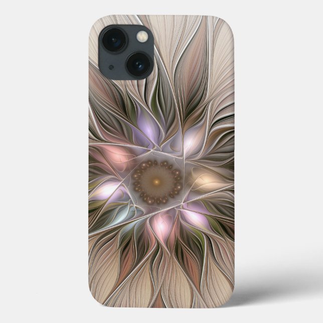 Joyful Flower Abstract Beige Brown Floral Fractal Case-Mate iPhone Case (Back)