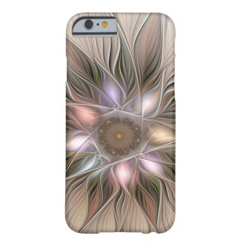 Joyful Flower Abstract Beige Brown Floral Fractal Barely There iPhone 6 Case