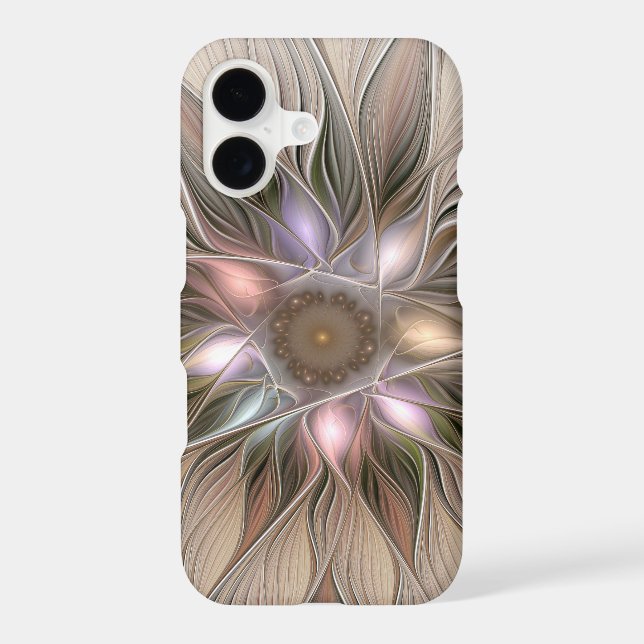 Joyful Flower Abstract Beige Brown Floral Fractal Case-Mate iPhone Case (Back)