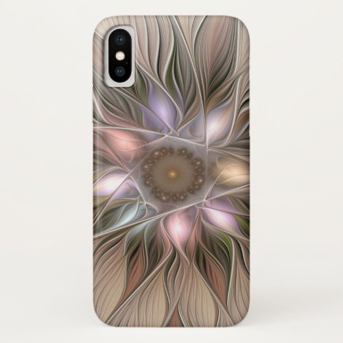 Joyful Flower Abstract Beige Brown Floral Fractal iPhone X Case