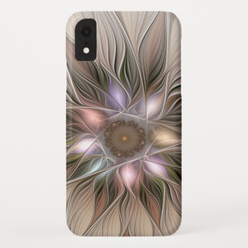 Joyful Flower Abstract Beige Brown Floral Fractal iPhone XR Case