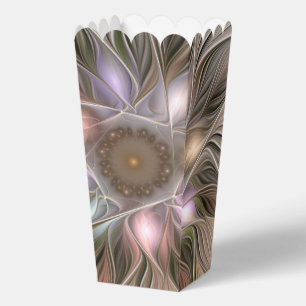 Joyful Flower Abstract Beige Brown Floral Fractal Favor Boxes