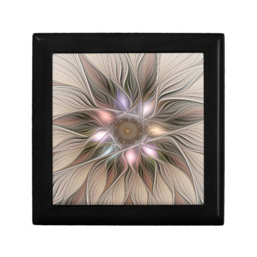 Joyful Flower Abstract Beige Brown Floral Fractal Gift Box