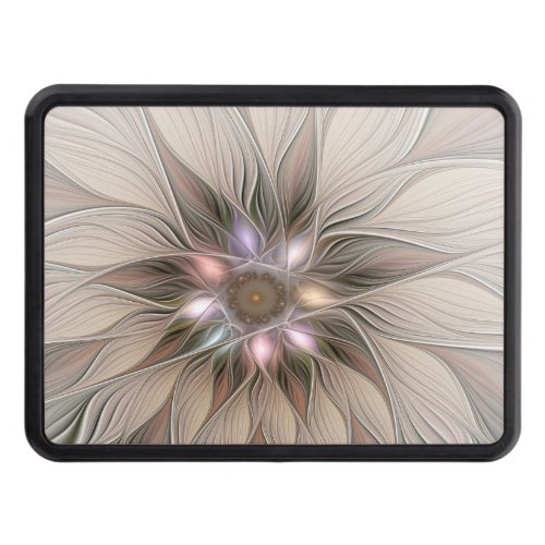 Joyful Flower Abstract Beige Brown Floral Fractal Hitch Cover