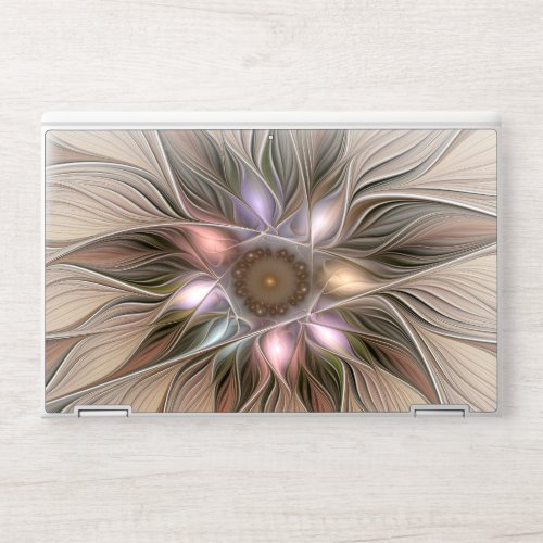 Joyful Flower Abstract Beige Brown Floral Fractal HP Laptop Skin