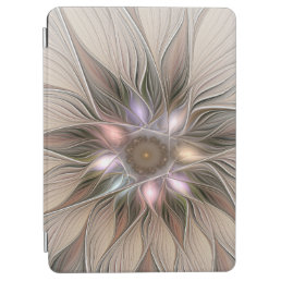 Joyful Flower Abstract Beige Brown Floral Fractal iPad Air Cover