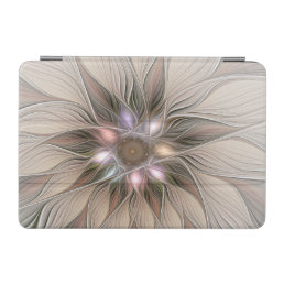 Joyful Flower Abstract Beige Brown Floral Fractal iPad Mini Cover