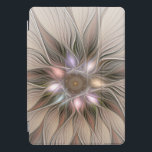 Joyful Flower Abstract Beige Brown Floral Fractal iPad Pro Cover<br><div class="desc">Modern abstract and unique fantasy flower fractal art with earth tones.
Beige,  brown,  rose pink pastel colors.
Design for your unusual and decorative floral iPad Pro cover and more.</div>