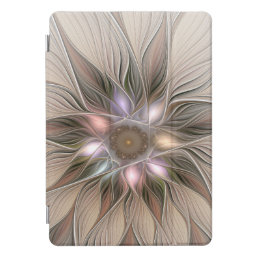 Joyful Flower Abstract Beige Brown Floral Fractal iPad Pro Cover