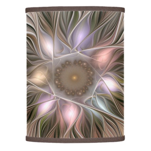 Joyful Flower Abstract Beige Brown Floral Fractal Lamp Shade