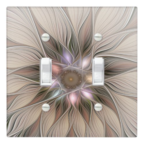 Joyful Flower Abstract Beige Brown Floral Fractal Light Switch Cover