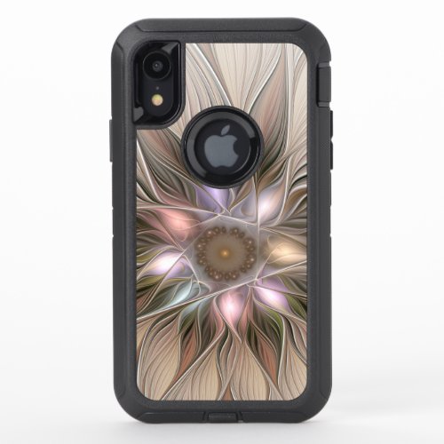 Joyful Flower Abstract Beige Brown Floral Fractal OtterBox Defender iPhone XR Case