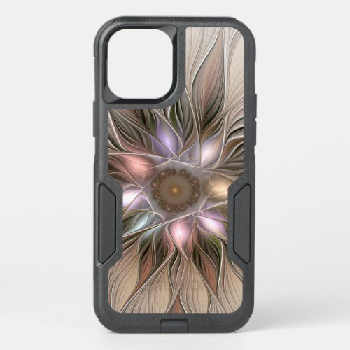 Joyful Flower Abstract Beige Brown Floral Fractal OtterBox Commuter iPhone 12 Case