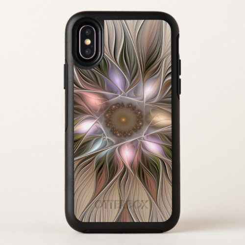 Joyful Flower Abstract Beige Brown Floral Fractal OtterBox Symmetry iPhone X Case