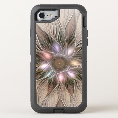 Joyful Flower Abstract Beige Brown Floral Fractal OtterBox Defender iPhone SE87 Case
