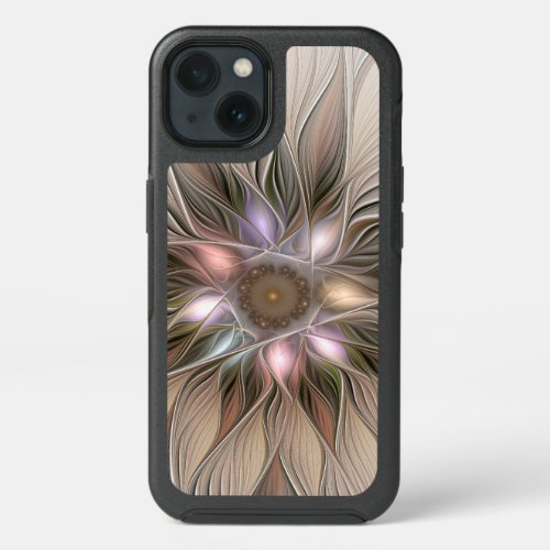 Joyful Flower Abstract Beige Brown Floral Fractal iPhone 13 Case