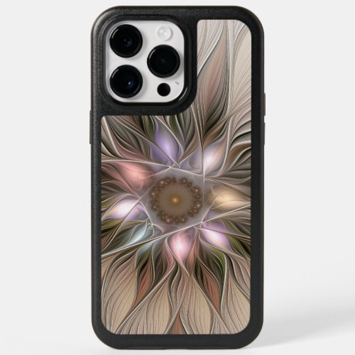 Joyful Flower Abstract Beige Brown Floral Fractal OtterBox iPhone 14 Pro Max Case